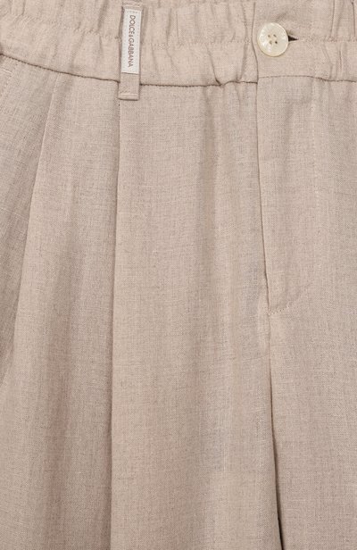 Льняные брюки DOLCE & GABBANA светло-бежевого цвета по цене 53850 руб., арт. L45P44/FU4LG, фото 3 Льняные брюки DOLCE & GABBANA, арт. L45P44/FU4LG, фото 3
