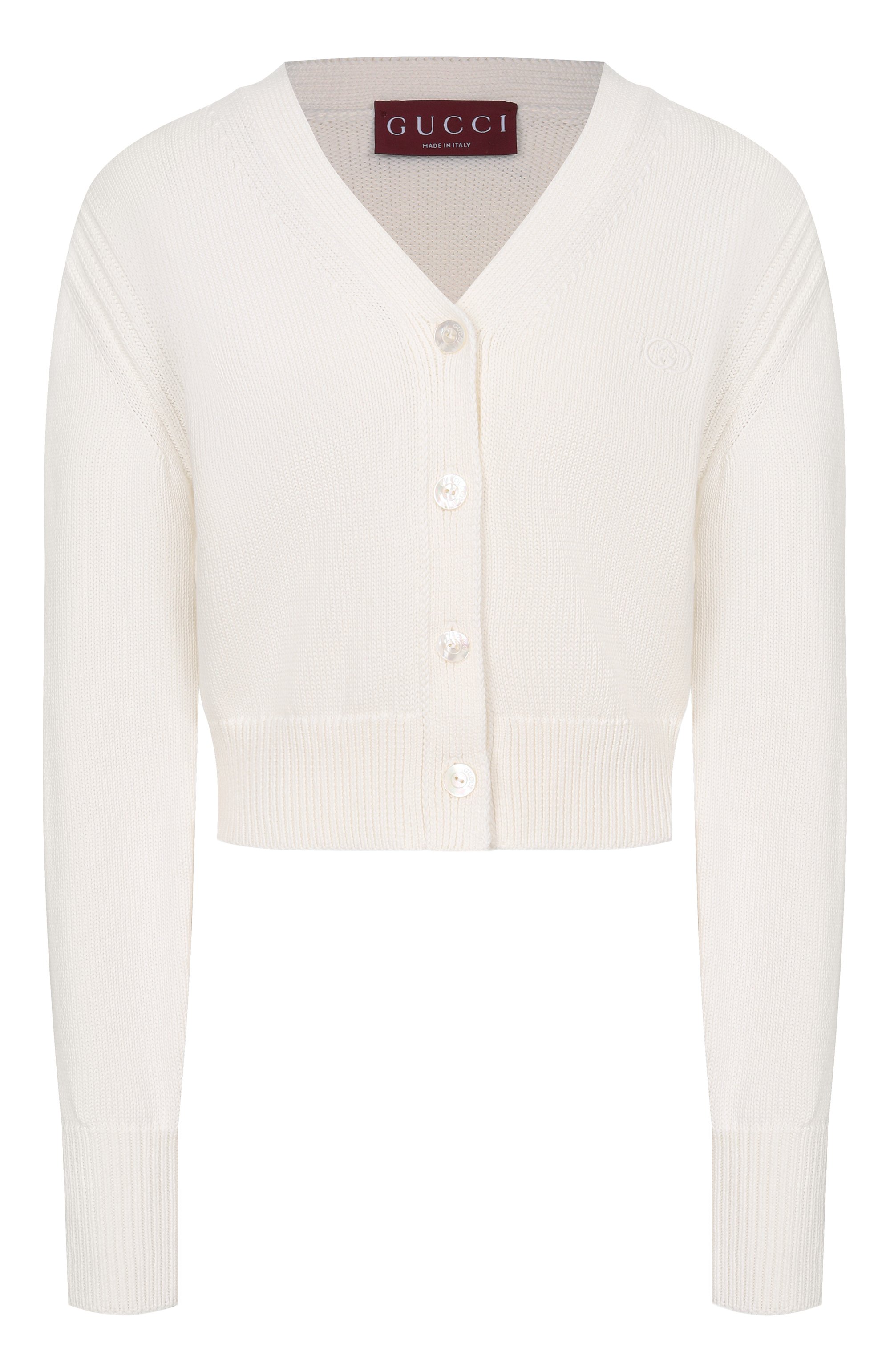 Хлопковый кардиган GUCCI кремового цвета по цене 212000 руб., арт. 856136/XKFFI, фото 1 Хлопковый кардиган GUCCI, арт. 856136/XKFFI, фото 1