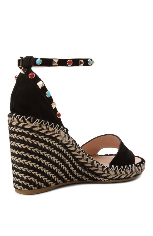 Замшевые босоножки Rockstud Double 105 Valentino 8W2S0090/GRR Чёрный  8W2S0090/GRR Фото 5