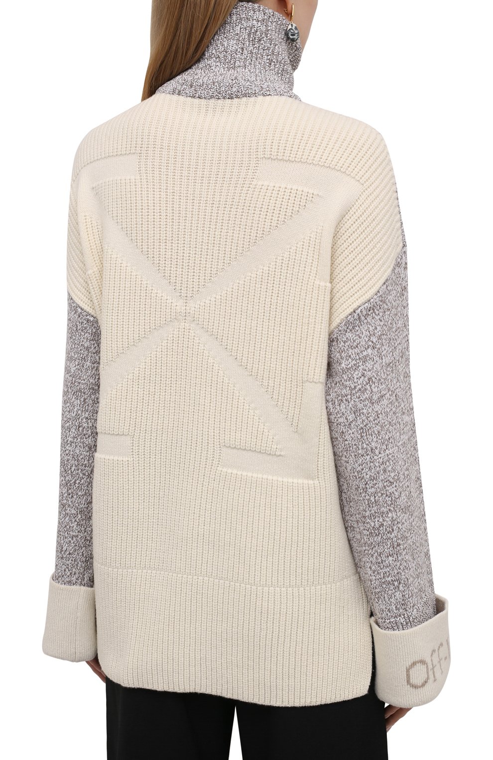 Свитер из шерсти и вискозы OFF-WHITE бежевого цвета по цене 96200 руб., арт. 0WHF024F21KNI001, фото 4 Свитер из шерсти и вискозы OFF-WHITE, арт. 0WHF024F21KNI001, фото 4