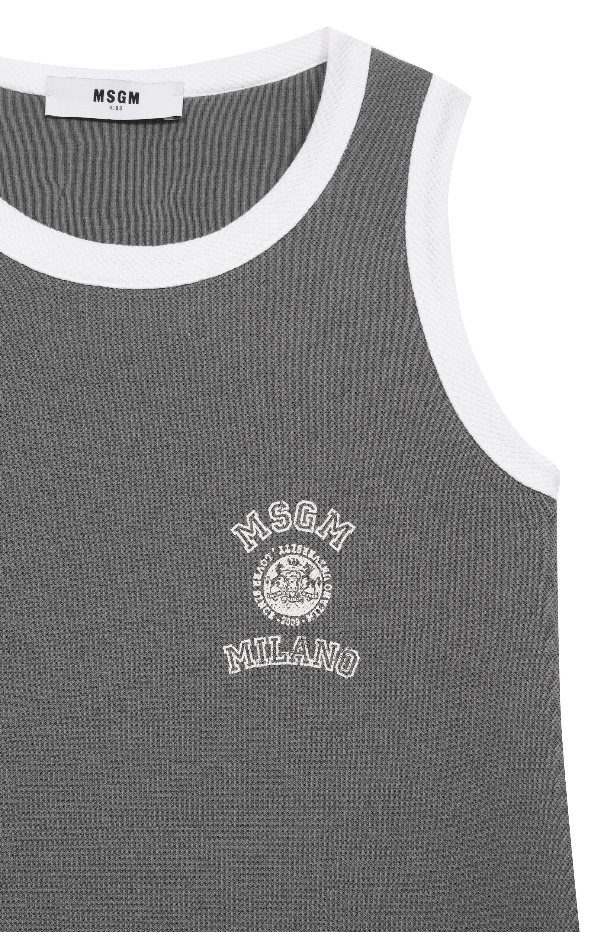 Хлопковый сарафан MSGM KIDS серого цвета по цене 20900 руб., арт. S6MSJGDR035, фото 3 Хлопковый сарафан MSGM KIDS, арт. S6MSJGDR035, фото 3