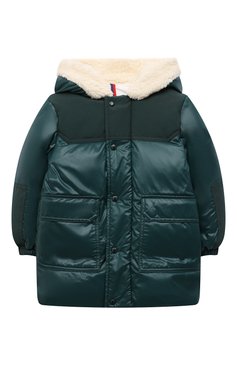 Детского пуховая куртка MONCLER зеленого цвета, арт. H29511C00005 68950 | Фото 1 (Материал внешний: Синтетический материал; Материал подклада: Хлопок; Материал утеплителя: Пух и перо; Кросс-КТ НВ: Куртки; Материал сплава: Проставлено; Нос: Не проставлено; Ростовка одежда: 18 мес | 86 см, 24 мес | 92 см, 36 мес | 98 см)