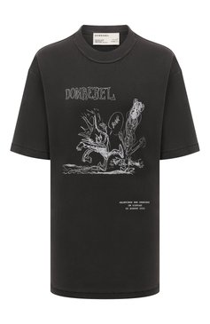 Женская хлопковая футболка DOMREBEL черного цвета, арт. C0MIC KICK/T-SHIRT | Фото 1 (Рукава: Короткие; Длина (для топов): Стандартные; Стили: Гранж; Принт: С принтом; Материал сплава: Проставлено; Материал внешний: Хлопок; Драгоценные камни: Проставлено)