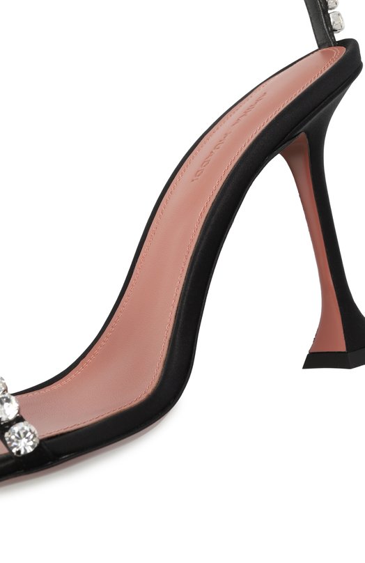 Текстильные босоножки Gigi 95 Amina Muaddi GIGI SANDAL 95/SATIN Чёрный  GIGI SANDAL 95/SATIN Фото 7