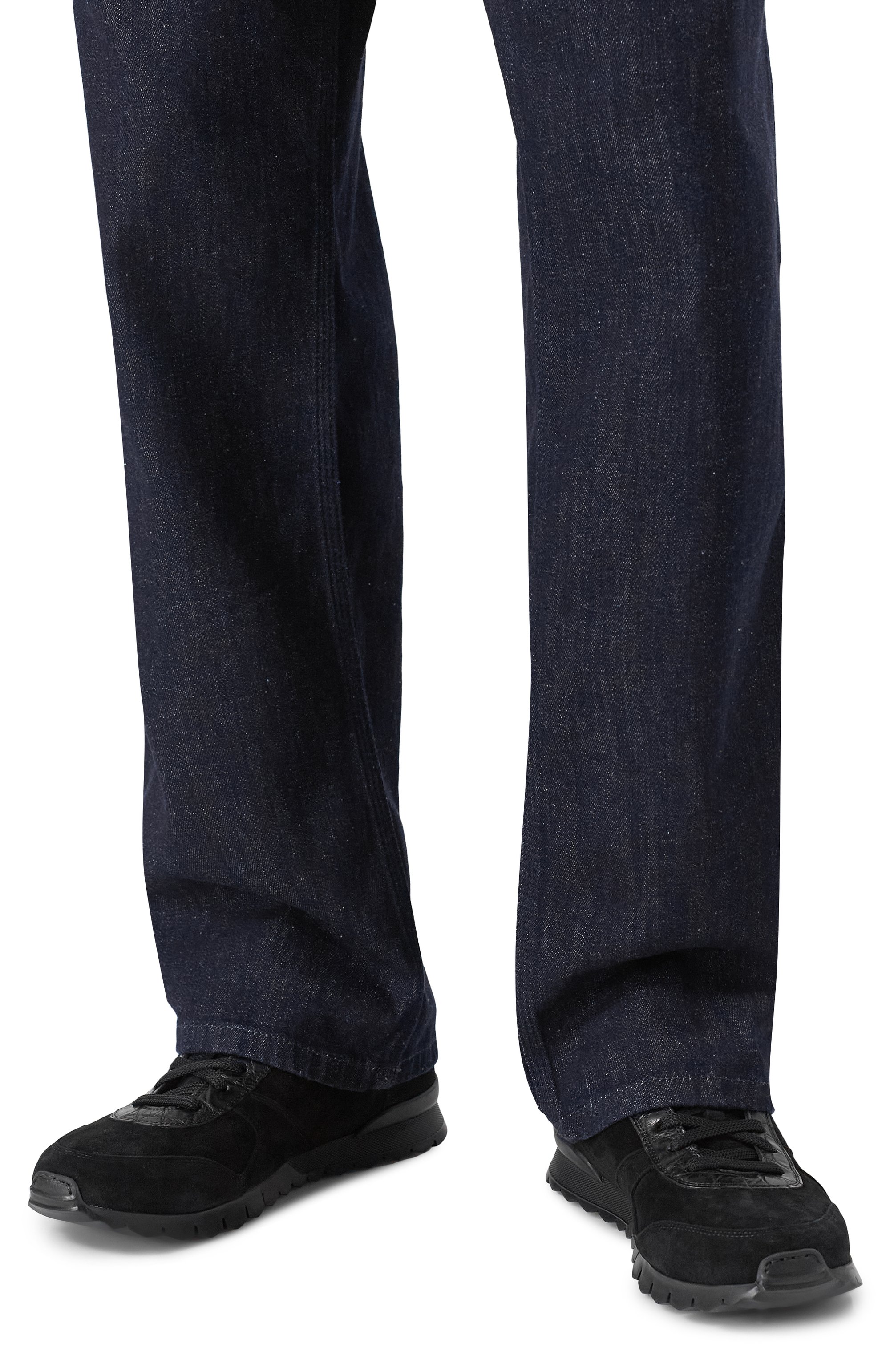 Замшевые кроссовки с отделкой из крокодила KITON, арт. USSA114N0127703, фото 3