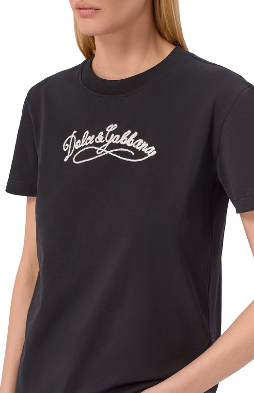Хлопковая футболка Dolce & Gabbana F8V42Z/GDDL1 Чёрный  F8V42Z/GDDL1 Фото 5