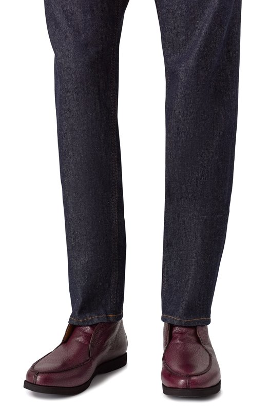 Кожаные ботинки Kiton USSA105N0012609 Бордовый  USSA105N0012609 Фото 3