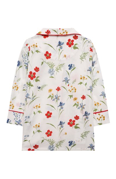 Хлопковая пижама LITTLE YOLKE кремового цвета по цене 10550 руб., арт. AW21-12C-ME-FL, фото 3 Хлопковая пижама LITTLE YOLKE, арт. AW21-12C-ME-FL, фото 3