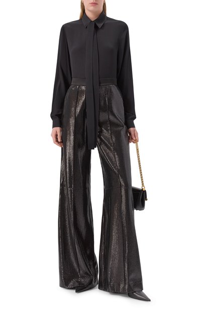 Брюки с отделкой пайетками ELIE SAAB черного цвета по цене 193000 руб., арт. P0158NF25/PSA01, фото 2 Брюки с отделкой пайетками ELIE SAAB, арт. P0158NF25/PSA01, фото 2