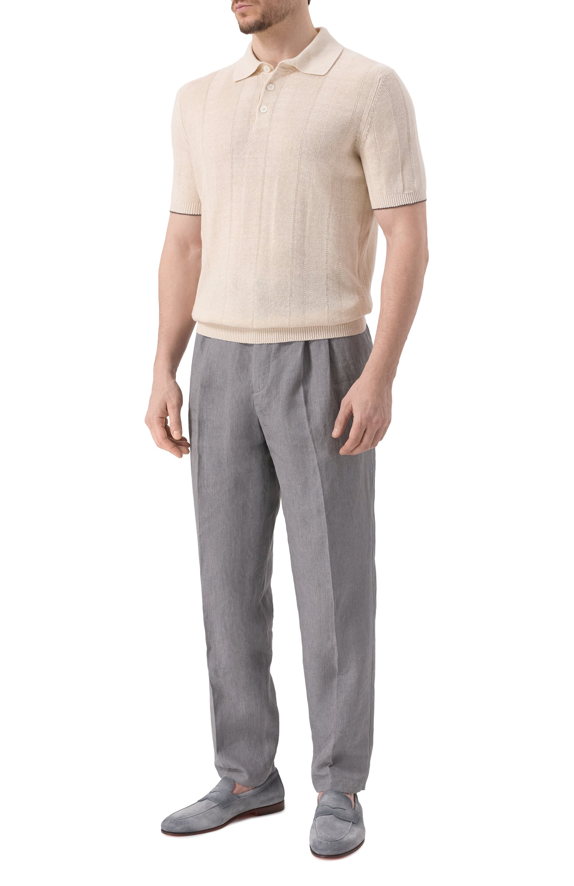 Поло изо льна и хлопка BRUNELLO CUCINELLI, арт. M2L707815, фото 2