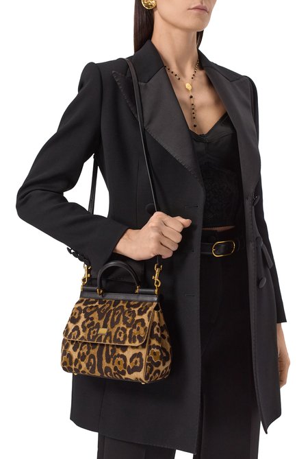 Женская сумка sicily medium DOLCE & GABBANA леопардового цвета, арт. BB6003/B6I37 | Фото 2 (Материал сплава: Проставлено; Размер: medium; Материал: Текстиль; Ремень/цепочка: На ремешке; Драгоценные камни: Проставлено)