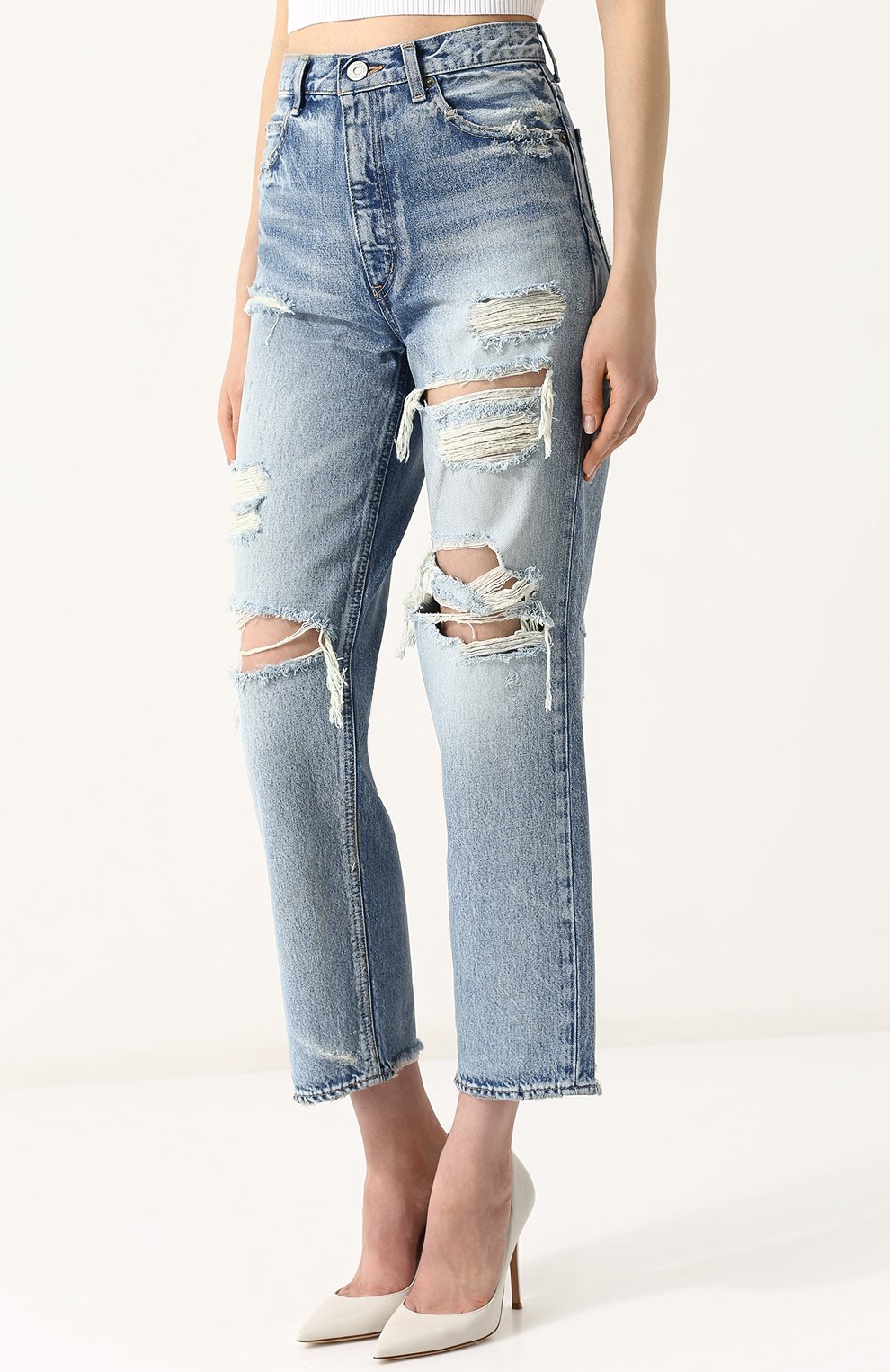 Укороченные джинсы прямого кроя с потертостями MOUSSY, арт. 010BSC11-1240, фото 3