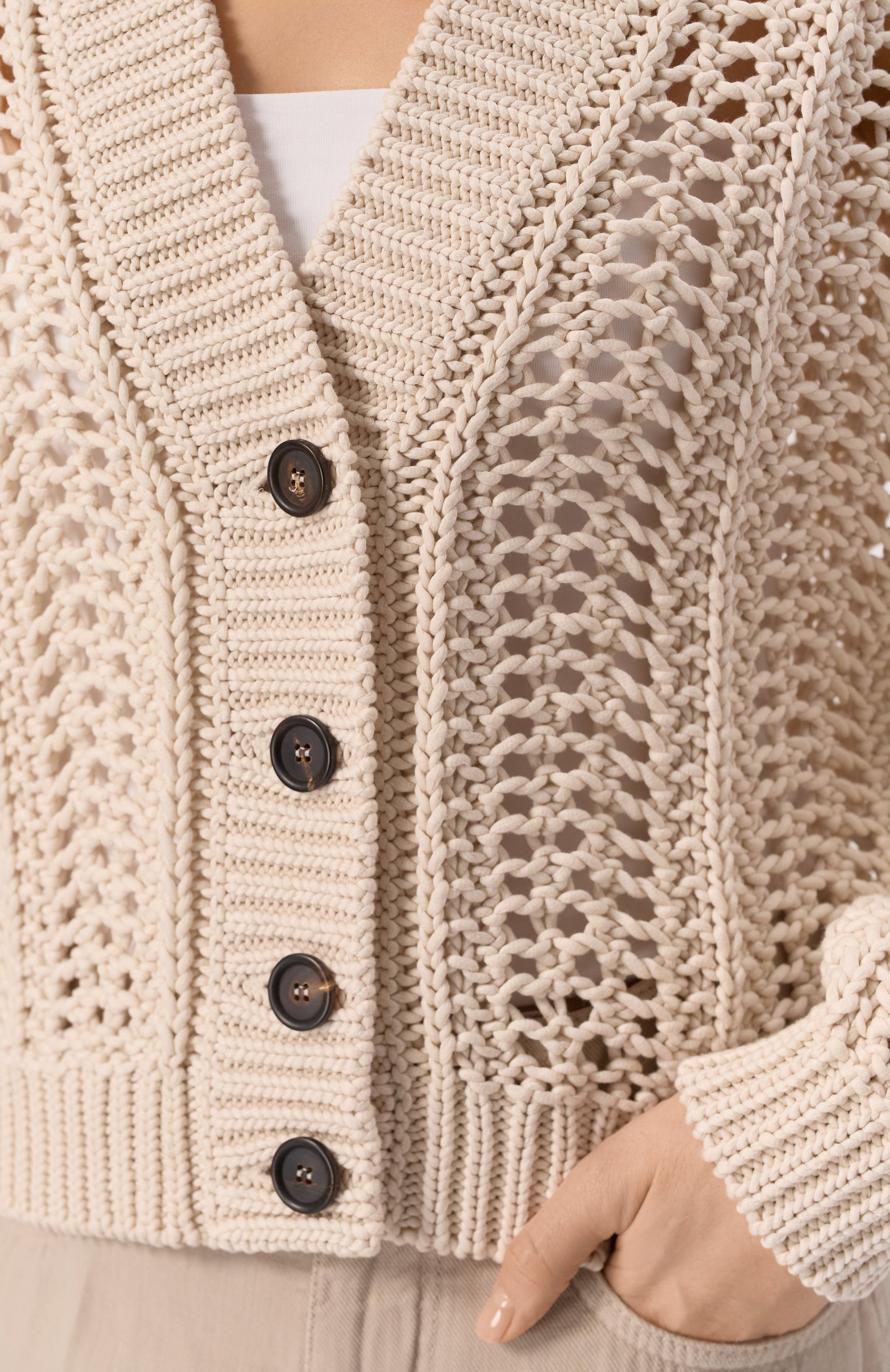 Хлопковый кардиган BRUNELLO CUCINELLI бежевого цвета по цене 208500 руб., арт. M8E389106, фото 5 Хлопковый кардиган BRUNELLO CUCINELLI, арт. M8E389106, фото 5