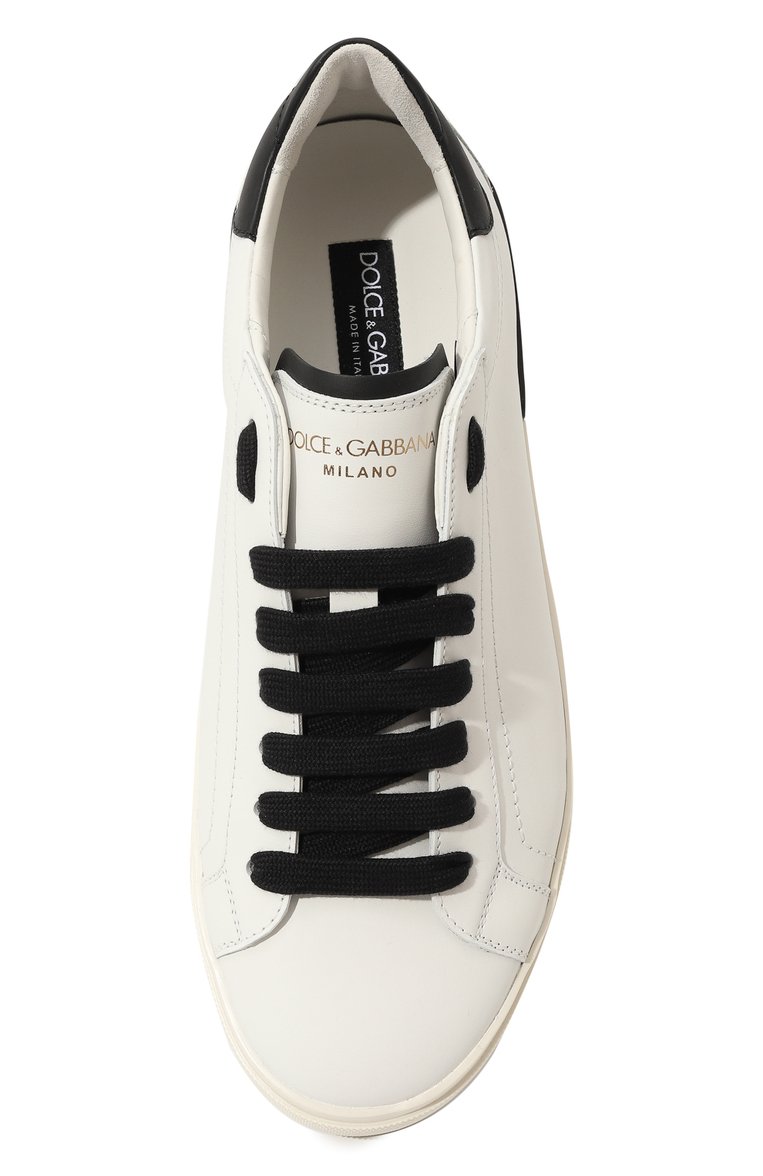 Мужские кожаные кеды portofino DOLCE & GABBANA белого цвета, арт. CS2203/AM779 | Фото 6 (Материал сплава: Проставлено; Материал внутренний: Натуральная кожа, Текстиль; Драгоценные камни: Проставлено; Подошва: Плоская; Стили: Классический; Материал внешний: Натуральная кожа; Кросс-КТ: Низкие; Материал утеплителя: Без утеплителя)