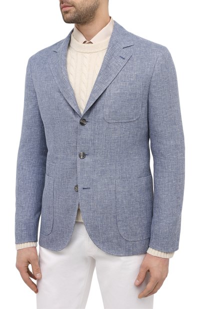 Пиджак изо льна и шерсти BRUNELLO CUCINELLI голубого цвета по цене 342000 руб., арт. MD4957BND, фото 3 Пиджак изо льна и шерсти BRUNELLO CUCINELLI, арт. MD4957BND, фото 3