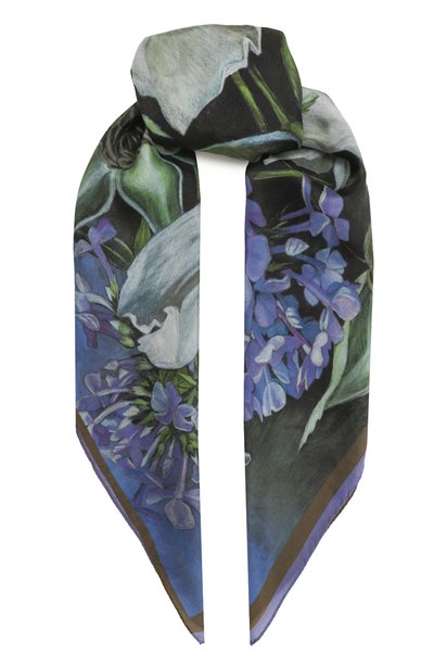 Женский шелковый платок голубой букет GOURJI, арт. 91128137/4441172