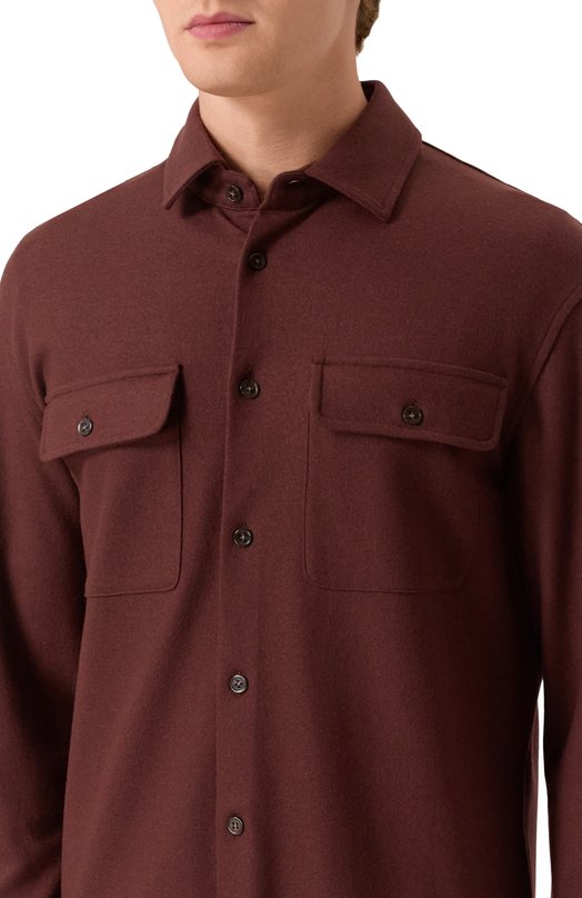 Шерстяная рубашка 12 STOREEZ 134097 Коричневый  134097 Фото 5