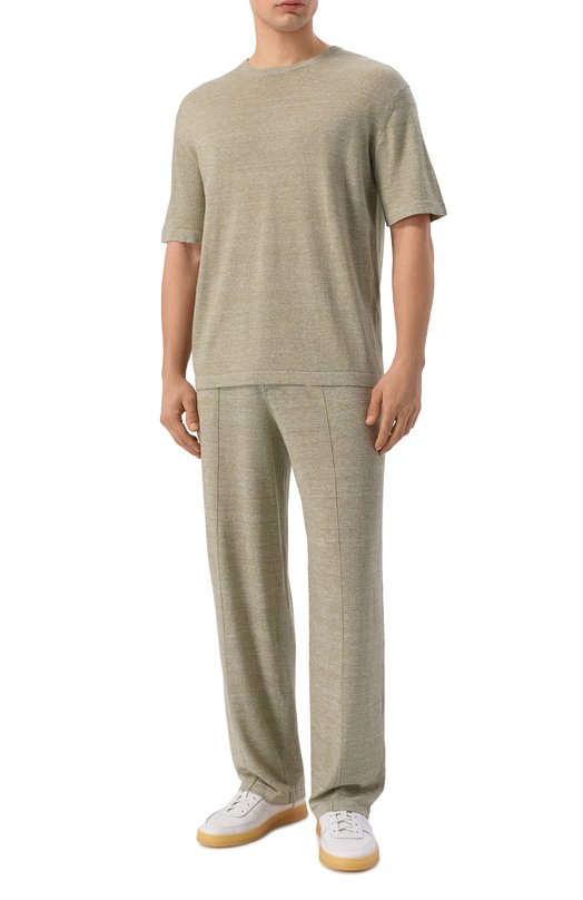 Джемпер из шерсти и льна 12 STOREEZ 137227 Зелёный  137227 Фото 2