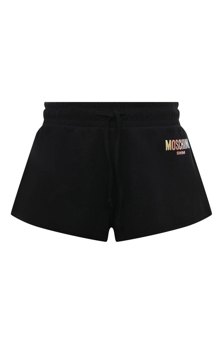 Женские хлопковые шорты MOSCHINO черного цвета, арт. A6703/9410 | Фото 1 (Материал внешний: Хлопок; Длина Ж (юбки, платья, шорты): Мини; Стили: Спорт-шик)