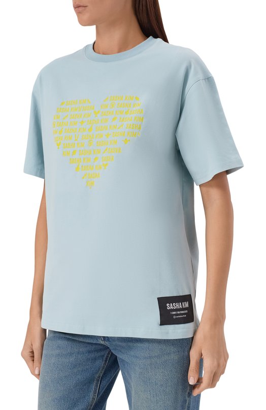 Хлопковая футболка Sasha Kim SK-00000615 Голубой  SK-00000615 Фото 3