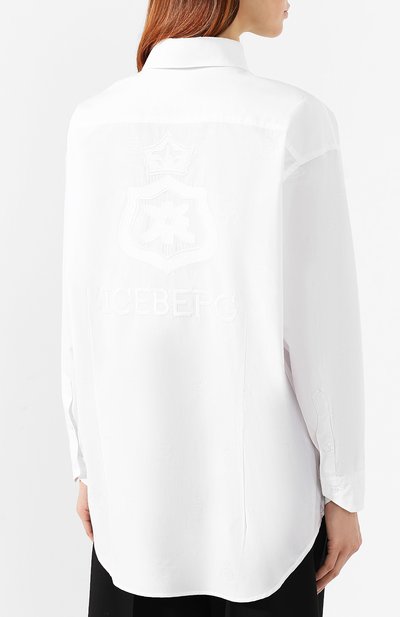 Хлопковая рубашка ICEBERG белого цвета по цене 29950 руб., арт. 19E I2P0/G051/0078, фото 4 Хлопковая рубашка ICEBERG, арт. 19E I2P0/G051/0078, фото 4