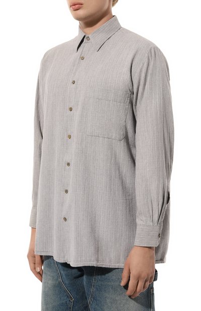 Хлопковая рубашка BARBED серого цвета по цене 21050 руб., арт. CAM1, фото 3 Хлопковая рубашка BARBED, арт. CAM1, фото 3