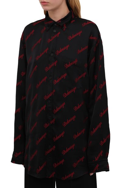 Рубашка из вискозы BALENCIAGA черного цвета по цене 158500 руб., арт. 658956/TK052, фото 3 Рубашка из вискозы BALENCIAGA, арт. 658956/TK052, фото 3