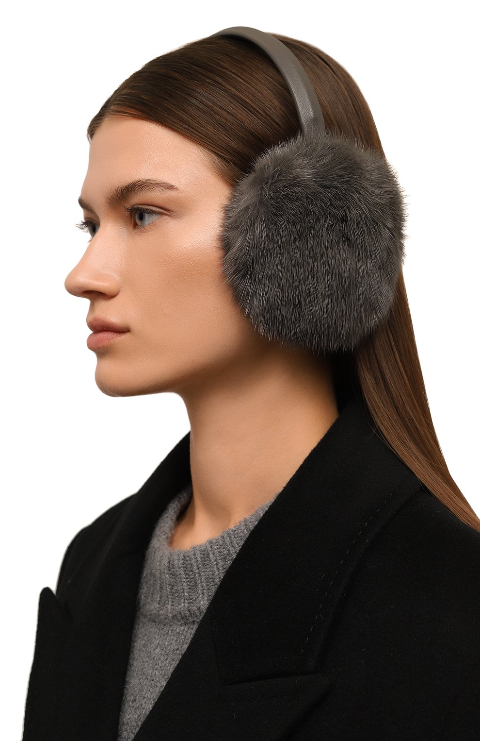 Меховые наушники из норки и кролика YVES SALOMON, арт. 25WAA303XXAGVI, фото 2