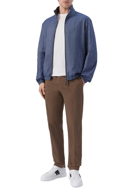 Бомбер изо льна и хлопка Canali 041087U/SG03468 Синий  041087U/SG03468 Фото 2