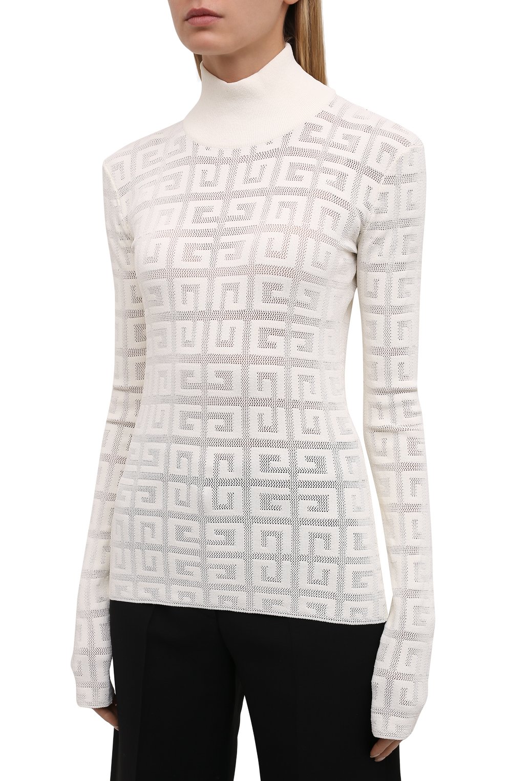 Водолазка из вискозы GIVENCHY белого цвета по цене 94700 руб., арт. BW90DK4ZAQ, фото 3 Водолазка из вискозы GIVENCHY, арт. BW90DK4ZAQ, фото 3