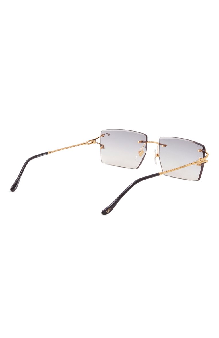Женские солнцезащитные очки VINTAGE FRAMES серого цвета, арт. IC0N 24KT YELL0W G0LD/ASPHALT | Фото 5 (Региональные ограничения белый список (Axapta Mercury): Не проставлено; Нос: Не проставлено; Материал: Металл; Тип оч�ков: С/з; Кросс-КТ: С/з-унисекс; Очки форма: Прямоугольные, Безоправные; Оптика Гендер: оптика-унисекс)