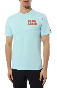 Мужская хлопковая футболка MC2 SAINT BARTH голубого цвета, арт. STBM/TSHIRT MAN/06789D | Фото 3 (Рукава: Короткие; Длина (для топов): Стандартные; Стили: Гранж; Принт: С принтом; Материал сплава: Проставлено; Материал внешний: Хлопок; Драгоценные камни: Проставлено)