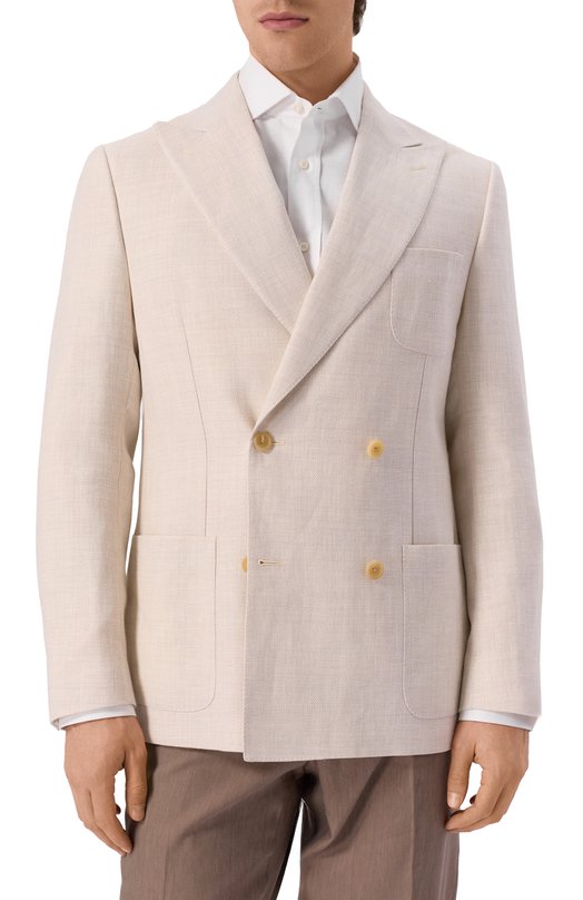 Пиджак изо льна и шерсти Corneliani 25X009-2518258 Кремовый  25X009-2518258 Фото 4