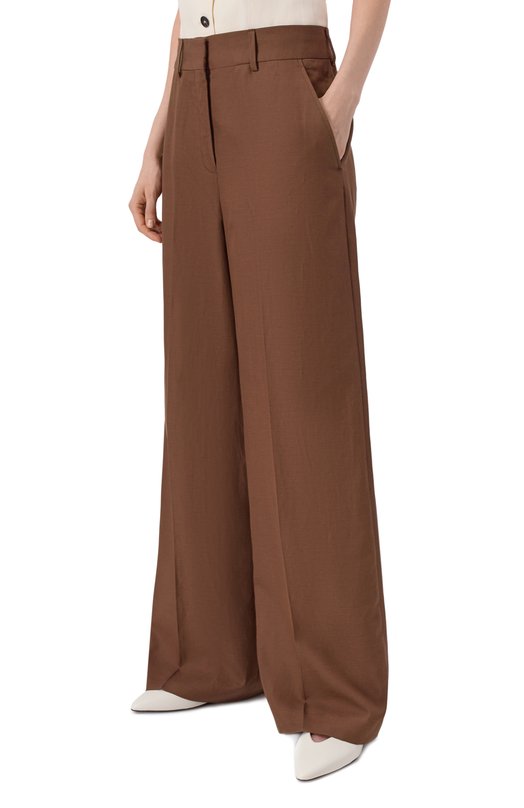 Брюки из лиоцелла и льна Officine Generale S26WTLG453 Коричневый  S26WTLG453 Фото 3