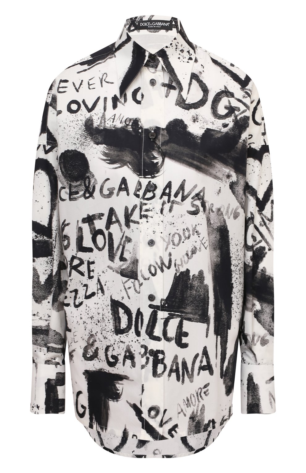 Хлопковая рубашка DOLCE & GABBANA черно-белого цвета по цене 120500 руб., арт. F5N84T/HS5K4, фото 1 Хлопковая рубашка DOLCE & GABBANA, арт. F5N84T/HS5K4, фото 1