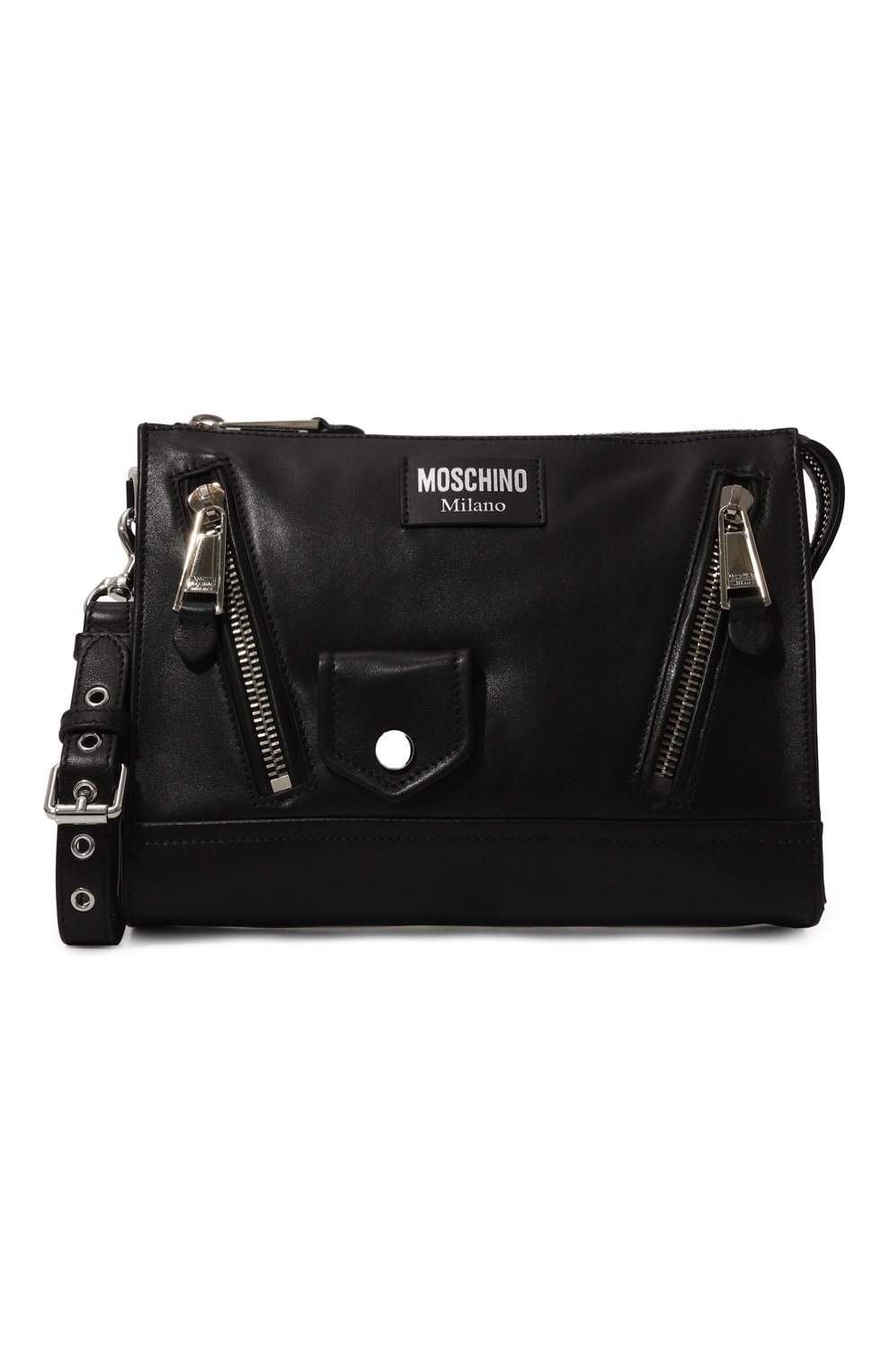 Кожаный клатч MOSCHINO черного цвета по цене 85050 руб., арт. A8402/8002, фото 1 Кожаный клатч MOSCHINO, арт. A8402/8002, фото 1