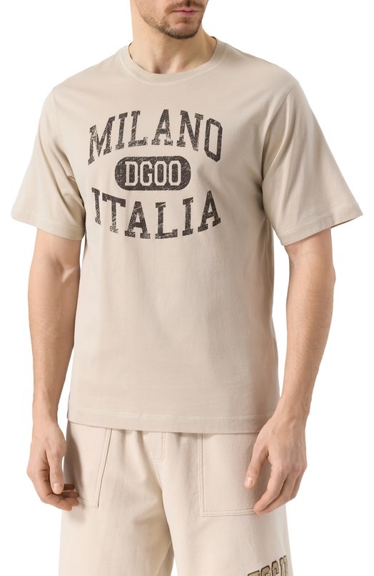 Хлопковая футболка Dolce & Gabbana G8PN9T/G7NPV Бежевый  G8PN9T/G7NPV Фото 3
