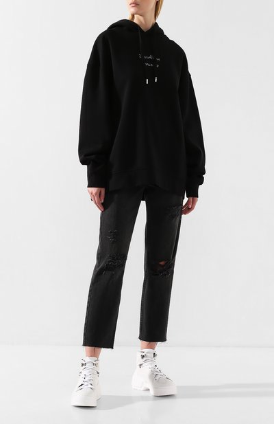 Хлопковое худи ACNE STUDIOS черного цвета по цене 25250 руб., арт. AI0037, фото 2 Хлопковое худи ACNE STUDIOS, арт. AI0037, фото 2