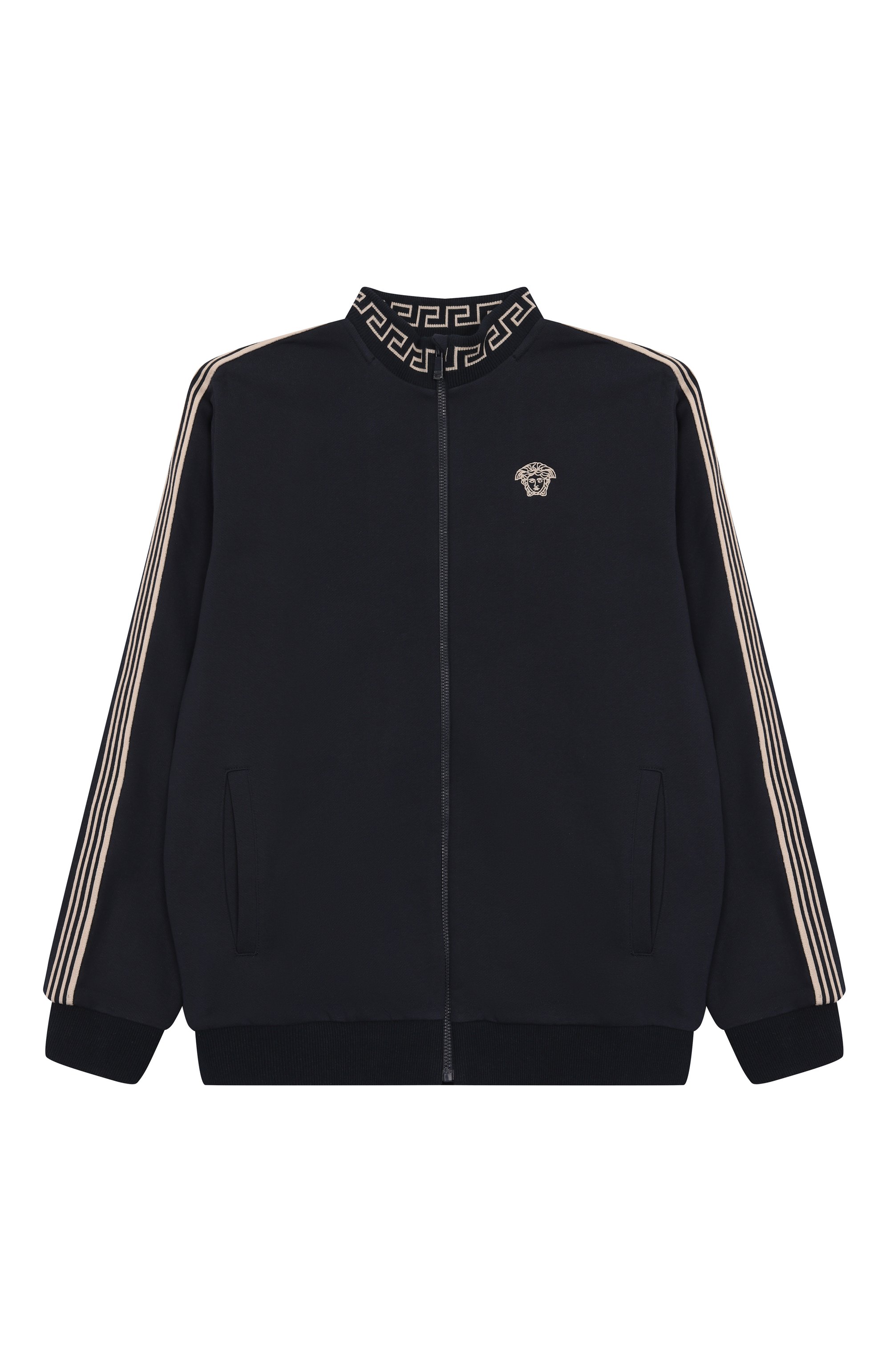 Хлопковая толстовка VERSACE темно-синего цвета по цене 34300 руб., арт. 1018283/1A11652/8A-14A, фото 1 Хлопковая толстовка VERSACE, арт. 1018283/1A11652/8A-14A, фото 1