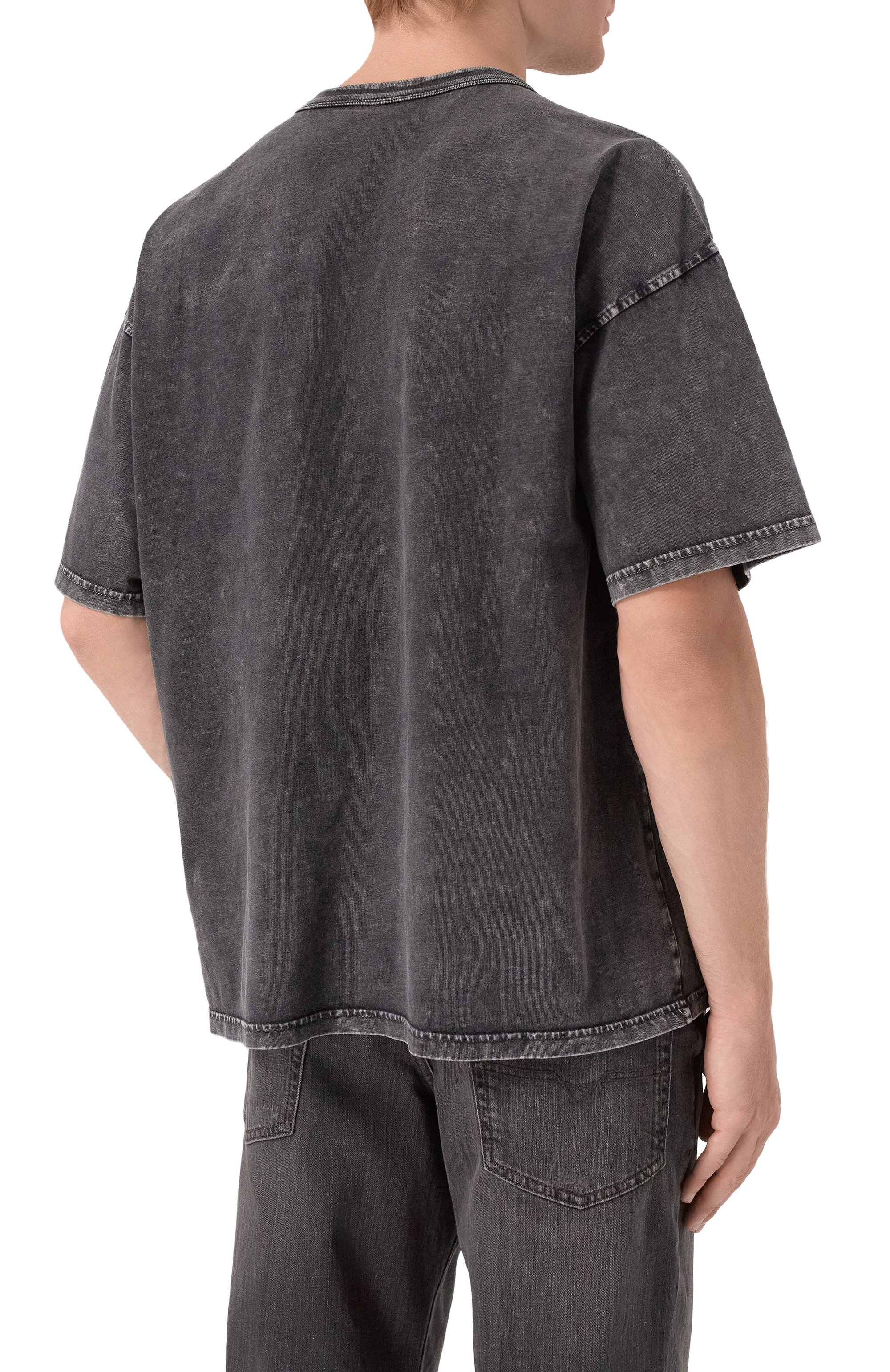 Хлопковая футболка DIESEL темно-серого цвета по цене 13600 руб., арт. A19545/0HGBX, фото 4 Хлопковая футболка DIESEL, арт. A19545/0HGBX, фото 4