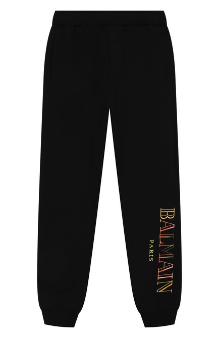 Детские хлопковые джоггеры BALMAIN черного цвета, арт. BW6Q90 | Фото 1 (Нос: Не проставлено; Материал сплава: Проставлено; Материал внешний: Хлопок)