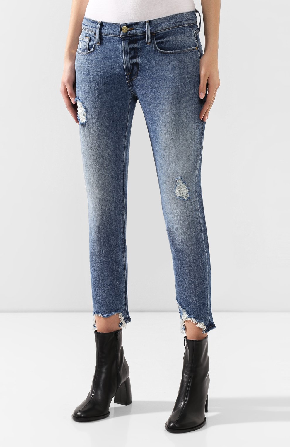 Джинсы с потертостями FRAME DENIM синего цвета по цене 22800 руб., арт. LGJC439, фото 3 Джинсы с потертостями FRAME DENIM, арт. LGJC439, фото 3