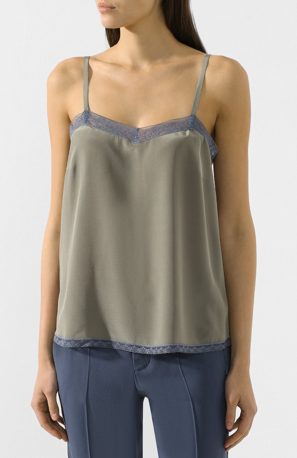 Шелковый топ ZADIG AND VOLTAIRE хаки цвета по цене 11100 руб., арт. SHCP0703F, фото 3 Шелковый топ ZADIG AND VOLTAIRE, арт. SHCP0703F, фото 3