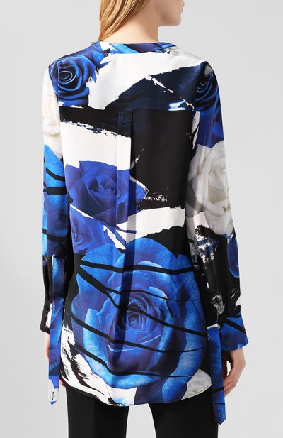 Шелковая блузка ALEXANDER MCQUEEN синего цвета по цене 119000 руб., арт. 592836/QDAAA, фото 4 Шелковая блузка ALEXANDER MCQUEEN, арт. 592836/QDAAA, фото 4