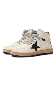 Детские кожаные кеды sky-star GOLDEN GOOSE DELUXE BRAND белого цвета, арт. GYF00230.F003325 | Фото 1 (Материал внутренний: Натуральная кожа, Текстиль; Материал сплава: Проставлено; Нос: Не проставлено)