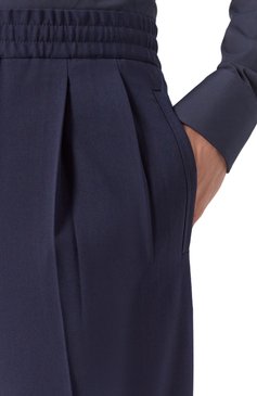 Мужские брюки ZEGNA темно-синего цвета, арт. 73GCC2/9ZF818A9 | Фото 5 (Длина (брюки, джинсы): Стандартные; Материал внешний: Шерсть, Синтетический материал; Случай: Повседневный; Стили: Кэжуэл)