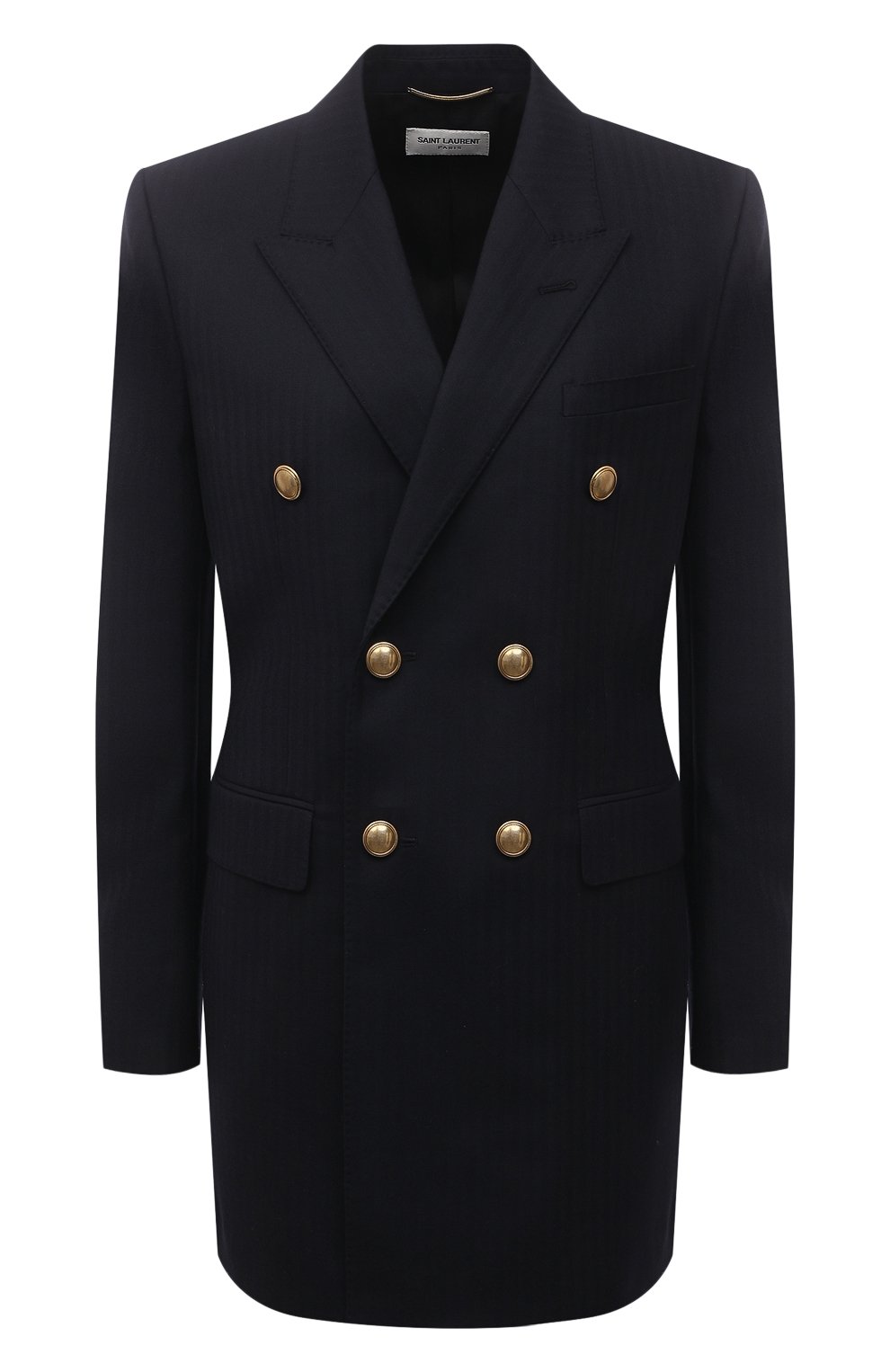Шерстяной жакет SAINT LAURENT темно-синего цвета по цене 277500 руб., арт. 649084/Y5C05, фото 1 Шерстяной жакет SAINT LAURENT, арт. 649084/Y5C05, фото 1