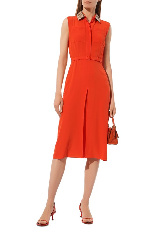 Шелковое платье Gucci 370633 ZEZ03 Оранжевый  370633 ZEZ03 Фото 2