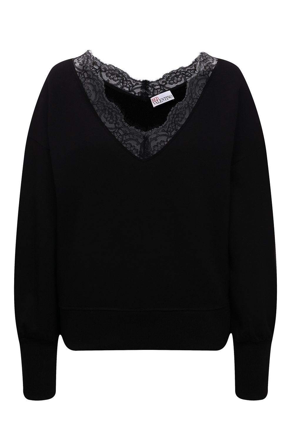 Хлопковый пуловер REDVALENTINO черного цвета по цене 33950 руб., арт. WR3MF07B/625, фото 1 Хлопковый пуловер REDVALENTINO, арт. WR3MF07B/625, фото 1