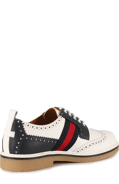 Кожаные дерби с брогированием GUCCI белого цвета по цене 27200 руб., арт. 433332/BMN70, фото 3 Кожаные дерби с брогированием GUCCI, арт. 433332/BMN70, фото 3